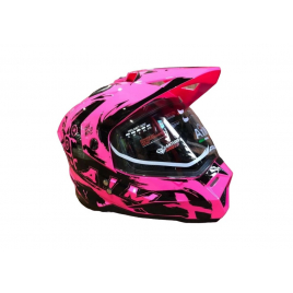 Шлем мотард детский AiM JK802Y Pink/Black QR 