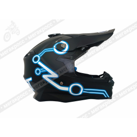 Шлем кроссовый ROCKOT PD-216 Tron черный/белый/синий матовый