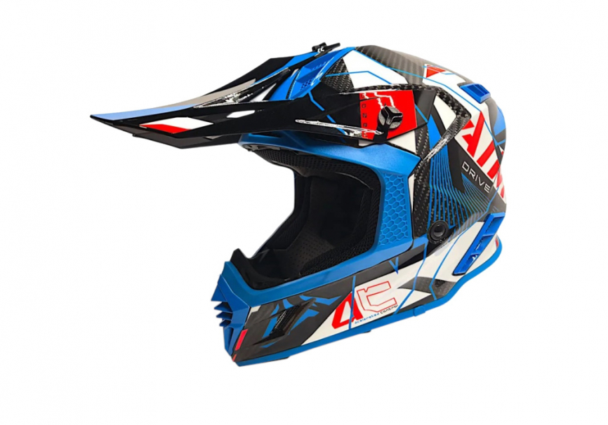 Шлем кроссовый AiM RH855 Carbon RAZOR Blue / Red фото 1
