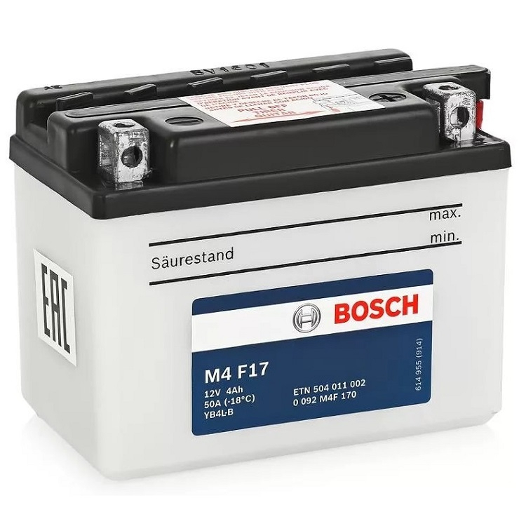Аккумулятор BOSCH M4F 170 12В 4А/ч 20А фото 1
