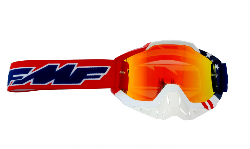 Очки кроссовые FMF - 100% Powerbomb US of A Красная Зеркальная Линза фото 1