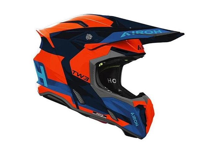Шлем кроссовый AIROH Twist 3 Fancy ORANGE BLUE GLOSS фото 2