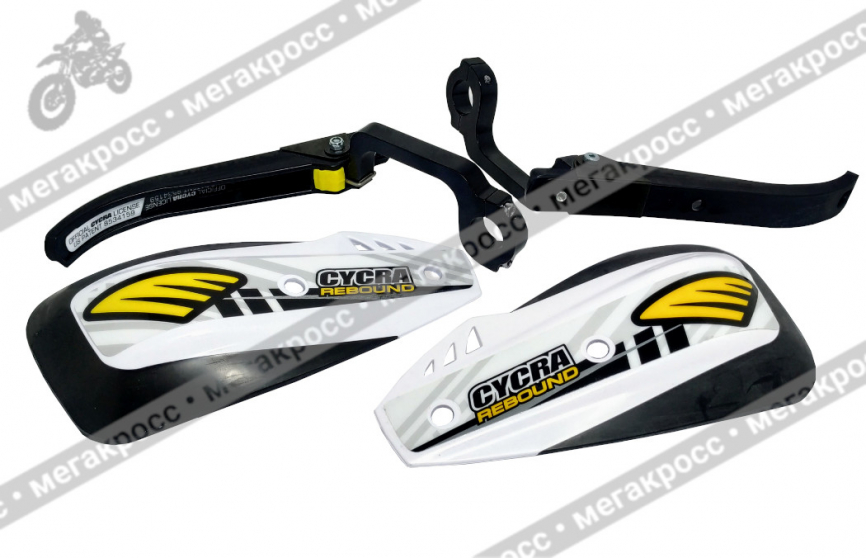 Защита рук + крепеж на руль CYCRA REBOUND откидная, белая фото 1