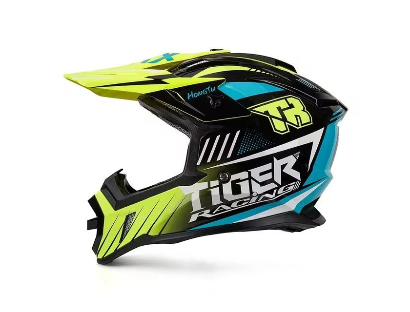 Шлем кроссовый KIOSHI H637 черно/зеленый/белый фото 1