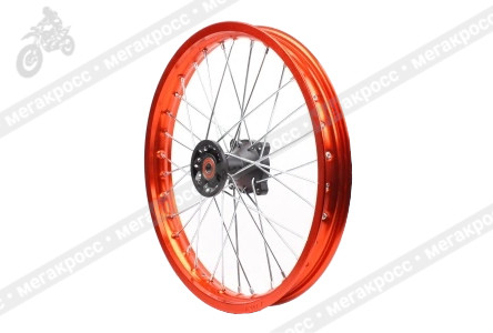 Диск 17"x1,6 аллюминевый оранжевый передний KAYO/TTR, ось D-15 фото 1